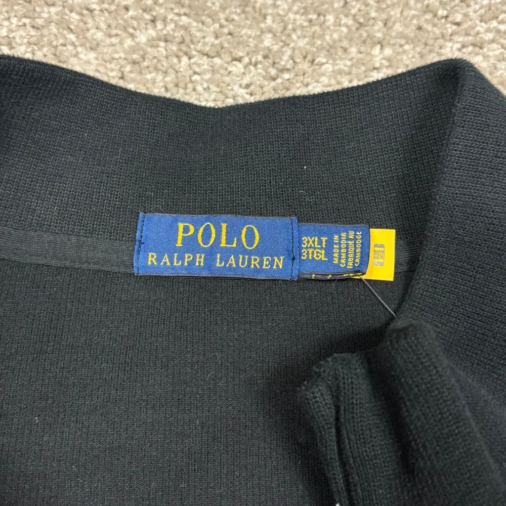 Polo Ralph Lauren Mens 3XLT Black Cotton Quarter Zip Pullover Mock Neck Sweater